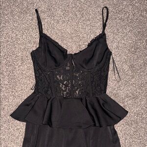 Vici Elegant Black Lace Peplum Dress